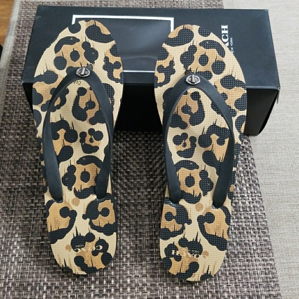 Coach Alyssa Rubber/Wild  Beast Flip Flops NEW